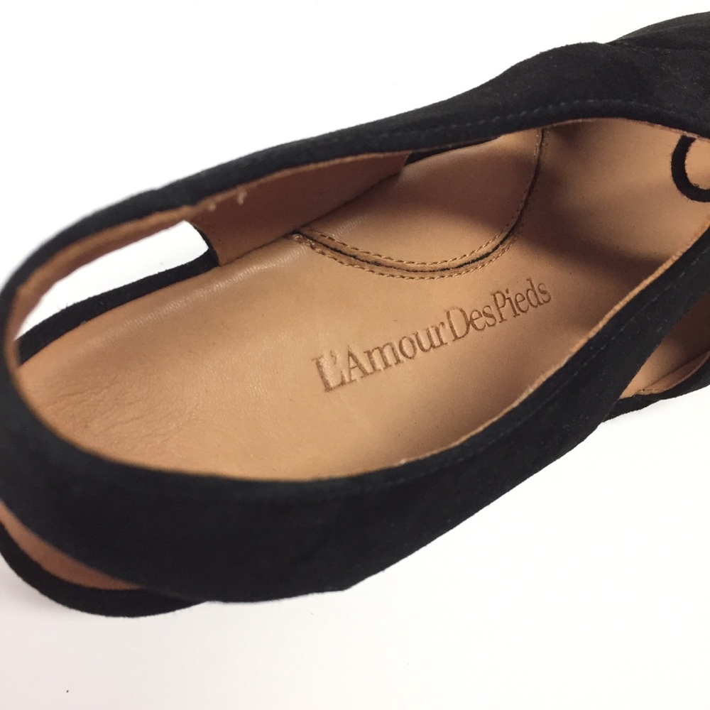 L'Amour Des Pieds 10 Brettany Black Suede Sandals - Picture 4 of 8
